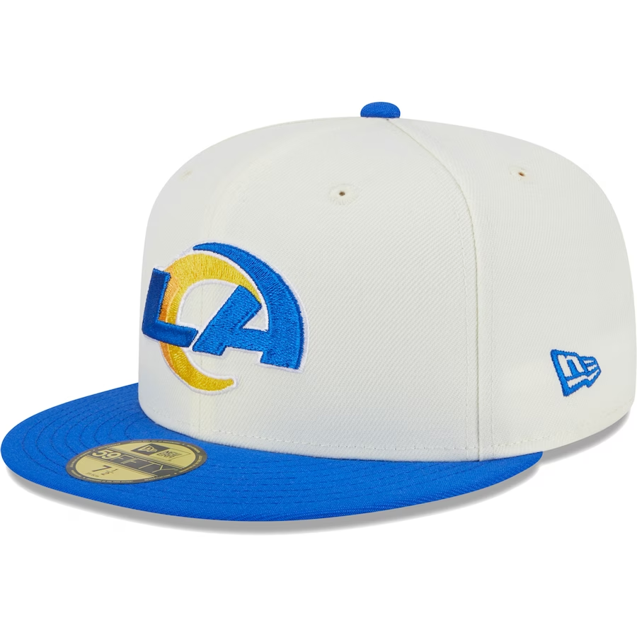 LOS ANGELES RAMS RETRO PATCH 59FIFTY FITTED HAT - CREAM/ BLUE