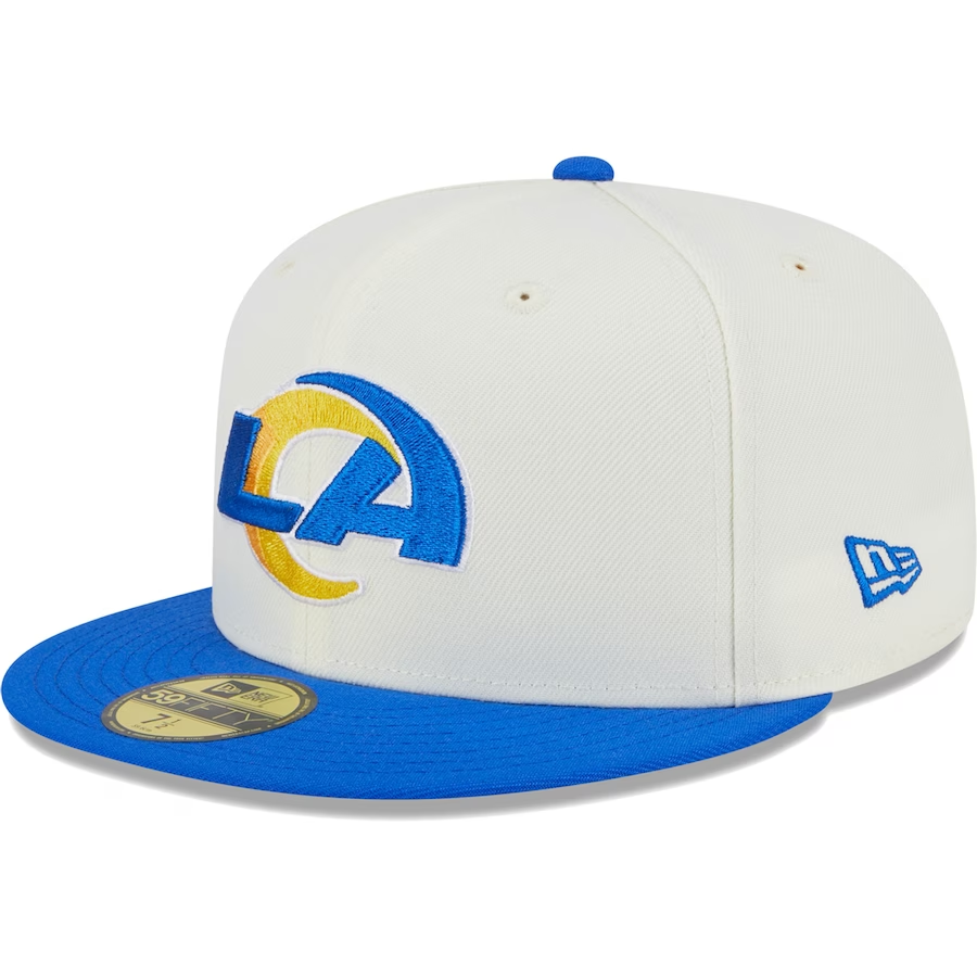 GORRO AJUSTADO 59FIFTY CON PARCHE RETRO LOS ANGELES RAMS - CREMA/ AZUL