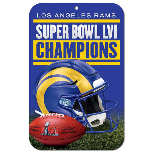 LOS ANGELES RAMS SUPER BOWL LVI CHAMPS 11" X 17" PLASTIC SIGN