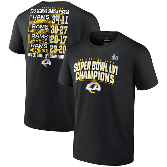 LOS ANGELES RAMS SUPER BOWL LVI CHAMPS MEN'S SCHEDULE T-SHIRT