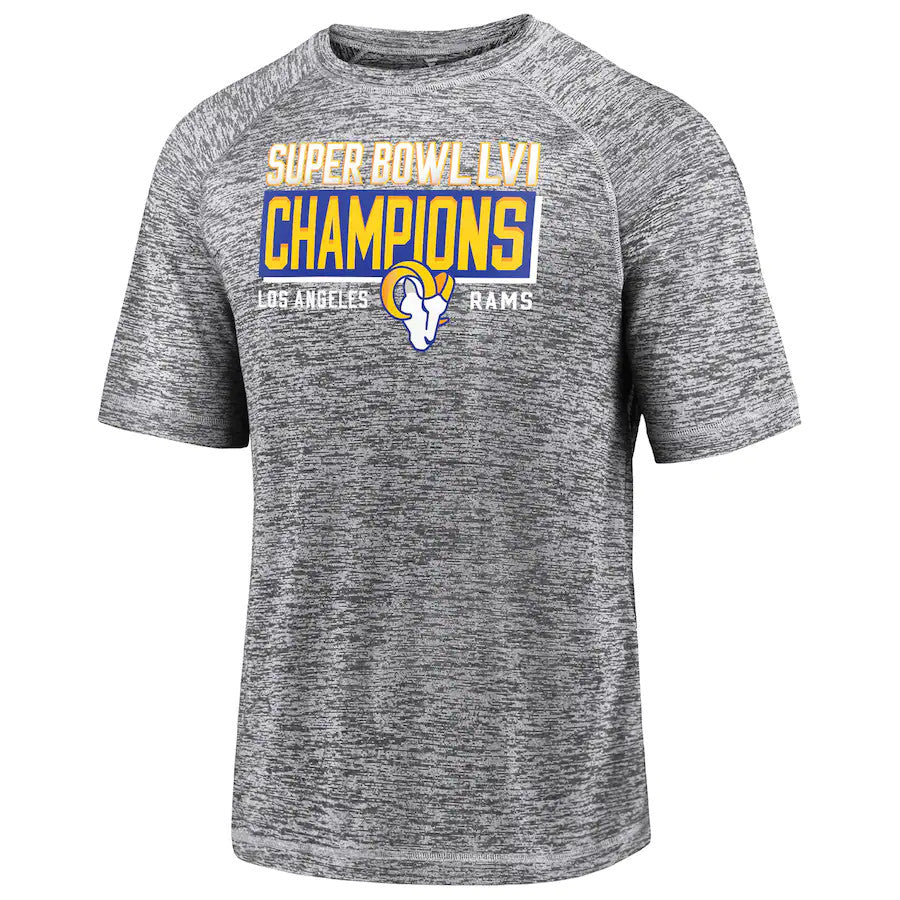 LOS ANGELES RAMS SUPER BOWL LVI CHAMPS CAMISETA DE PROFUNDIDAD APILADA PARA HOMBRE 