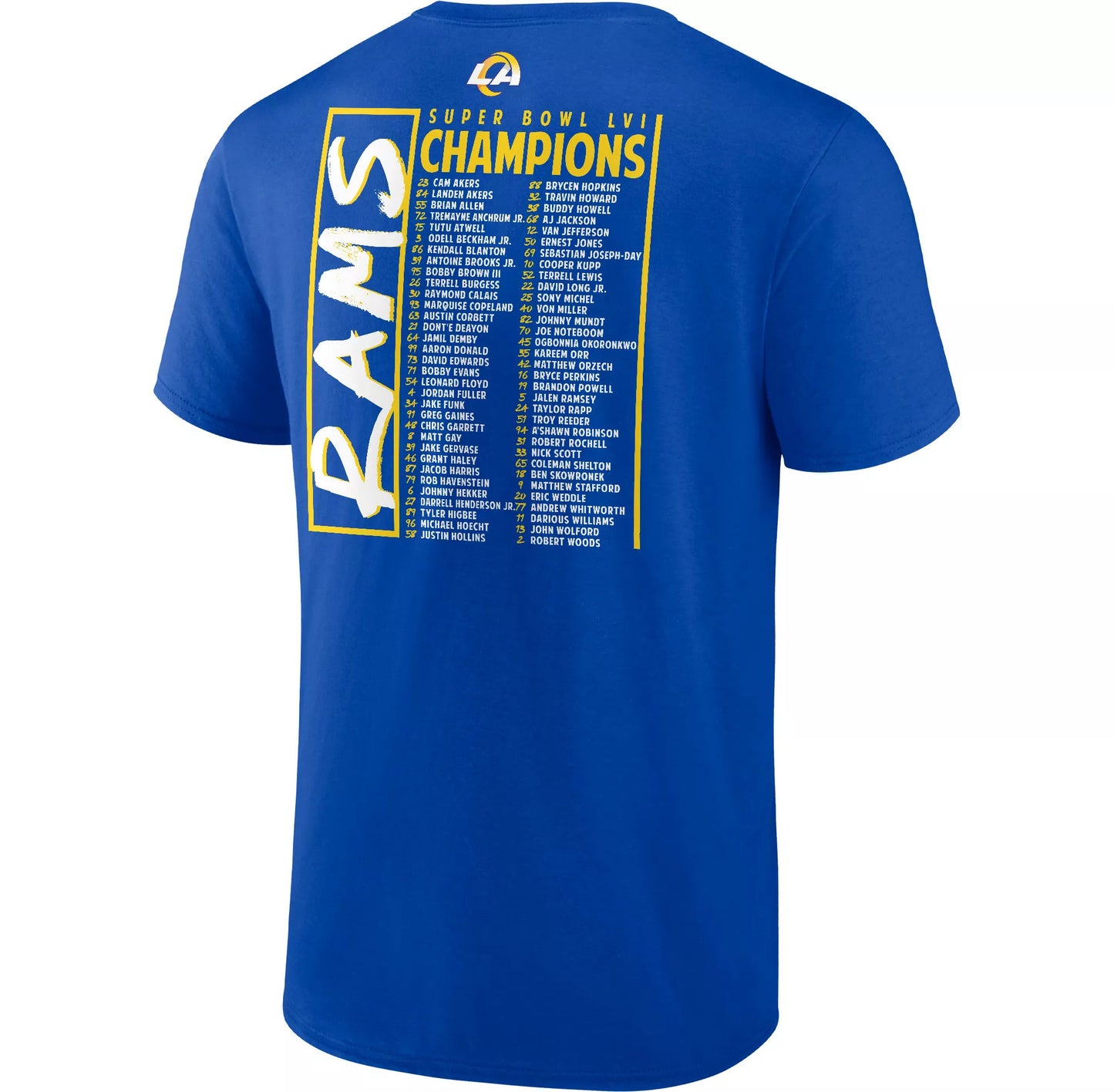 LOS ANGELES RAMS SUPER BOWL LVI CHAMPS MEN'S STACKED ROSTER T-SHIRT