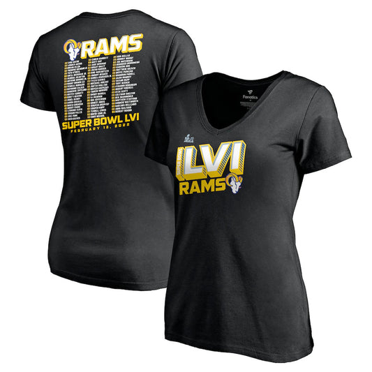 LOS ANGELES RAMS WOMEN'S 2021 SBLIV TILTED ROSTER T-SHIRT