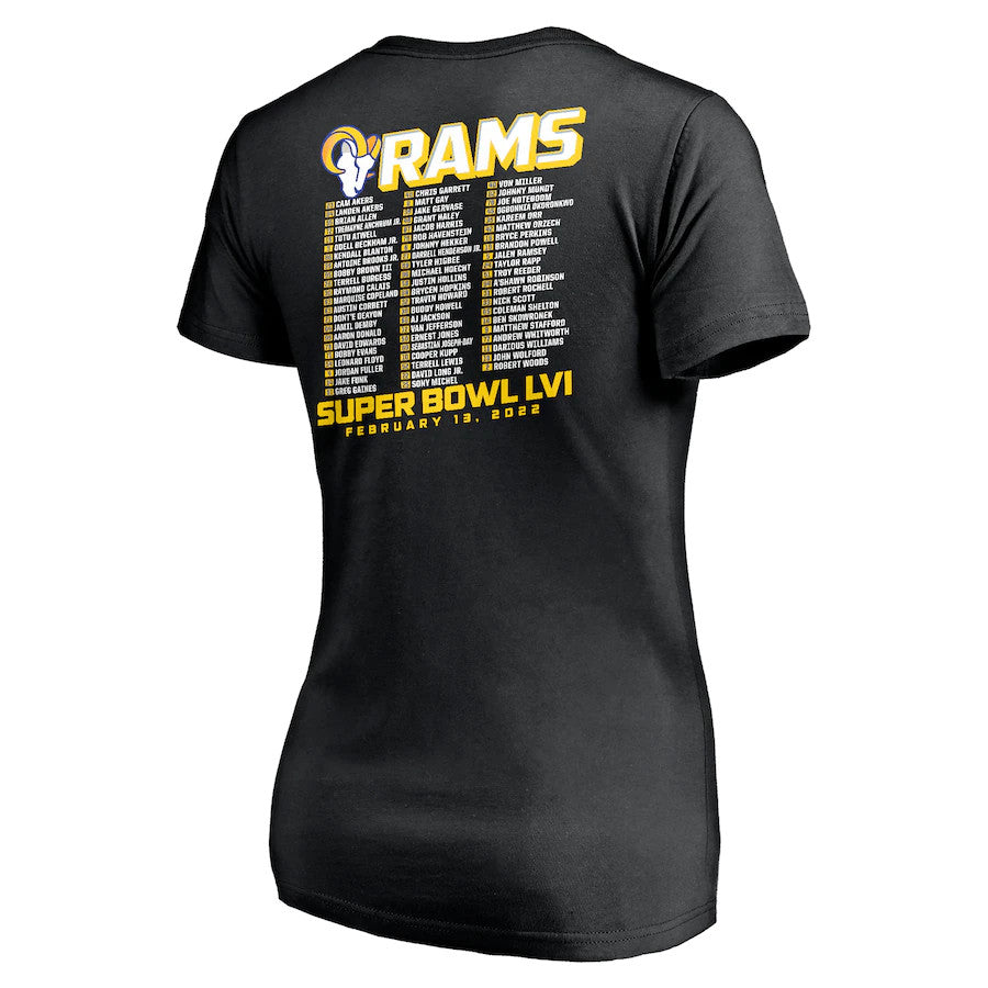 LOS ANGELES RAMS WOMEN'S 2021 SBLIV TILTED ROSTER T-SHIRT
