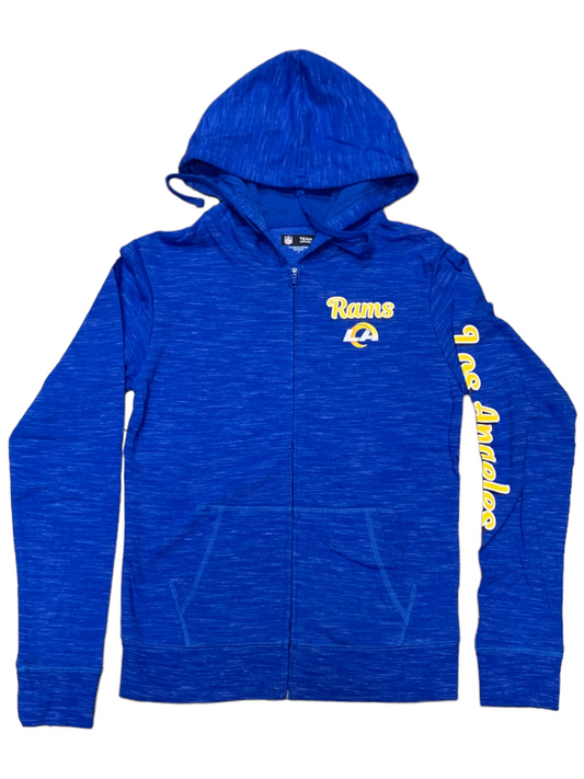 LOS ANGELES RAMS WOMEN'S SLEEVE NAME FULL-ZIP HOODIE SWEATSHIRT