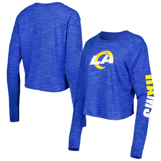 LOS ANGELES RAMS WOMEN'S SPACE DYE CROP TOP LONG SLEEVE TEE