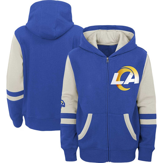 LOS ANGELES RAMS YOUTH FULL ZIP STADIUM COLORBLOCK SWEATER