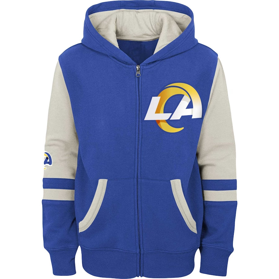 LOS ANGELES RAMS YOUTH FULL ZIP STADIUM COLORBLOCK SWEATER