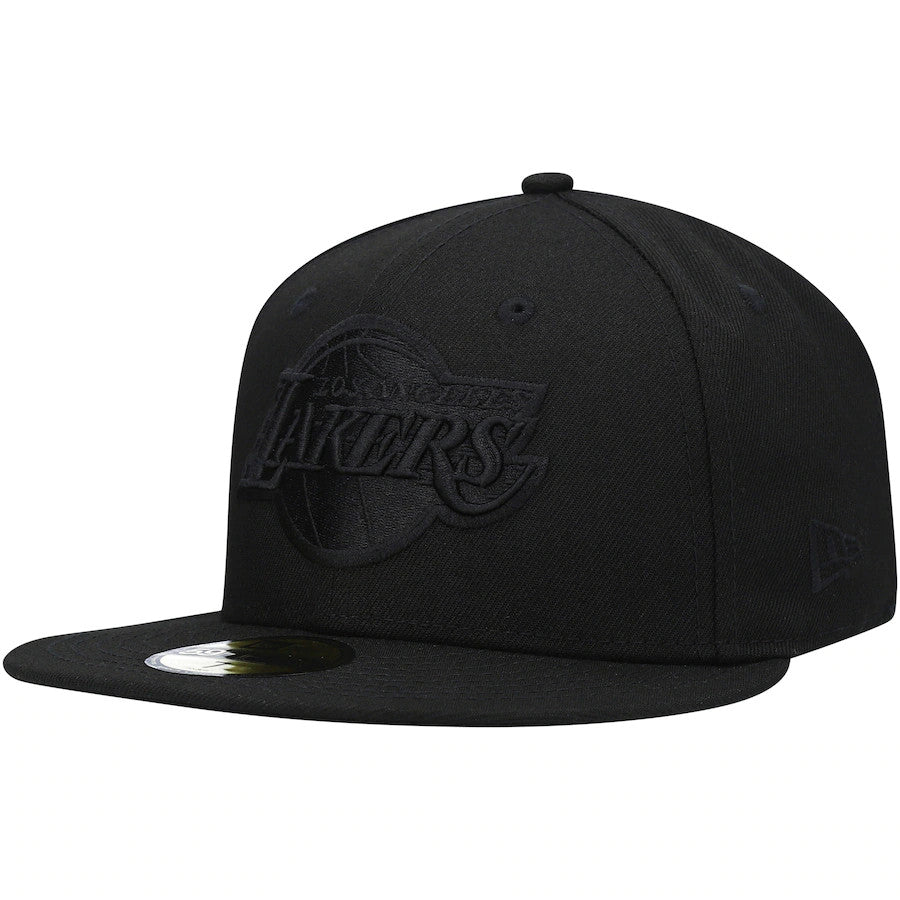 LOS ANGELS LAKERS BLACK ON BLACK BASIC LOGO 59FIFTY