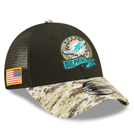 MIAMI DOLPHINS 2022 SALUTE TO SERVICE 9FORTY ADJUSTABLE TRUCKER HAT
