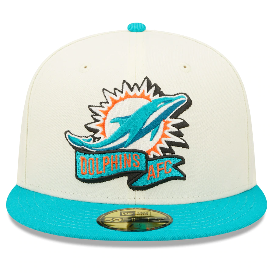 Men's New Era Miami Dolphins White on White Low Profile 59FIFTY Fitted Hat