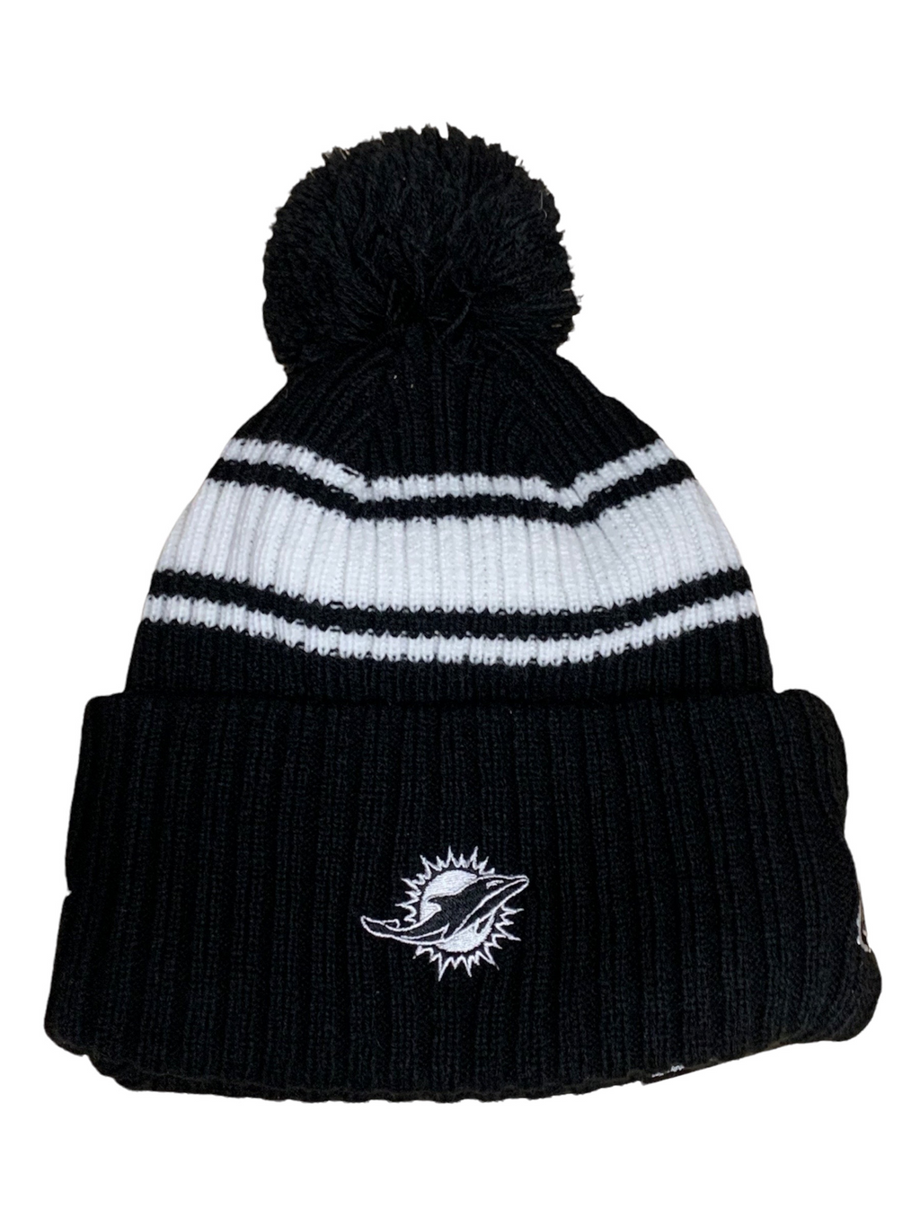 MIAMI DOLPHINS 2022 SIDELINE SPORT CUFFED POM KNIT -BLACK/WHITE