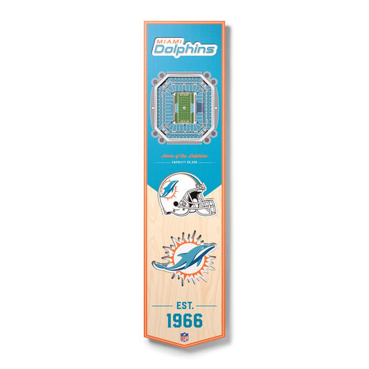 MIAMI DOLPHINS 3D STADIUM VIEW WOOD BANNER