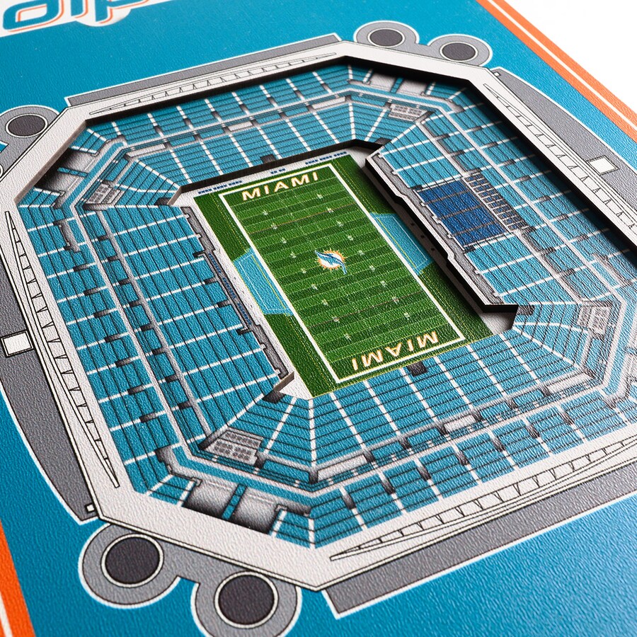MIAMI DOLPHINS 3D STADIUM VIEW WOOD BANNER