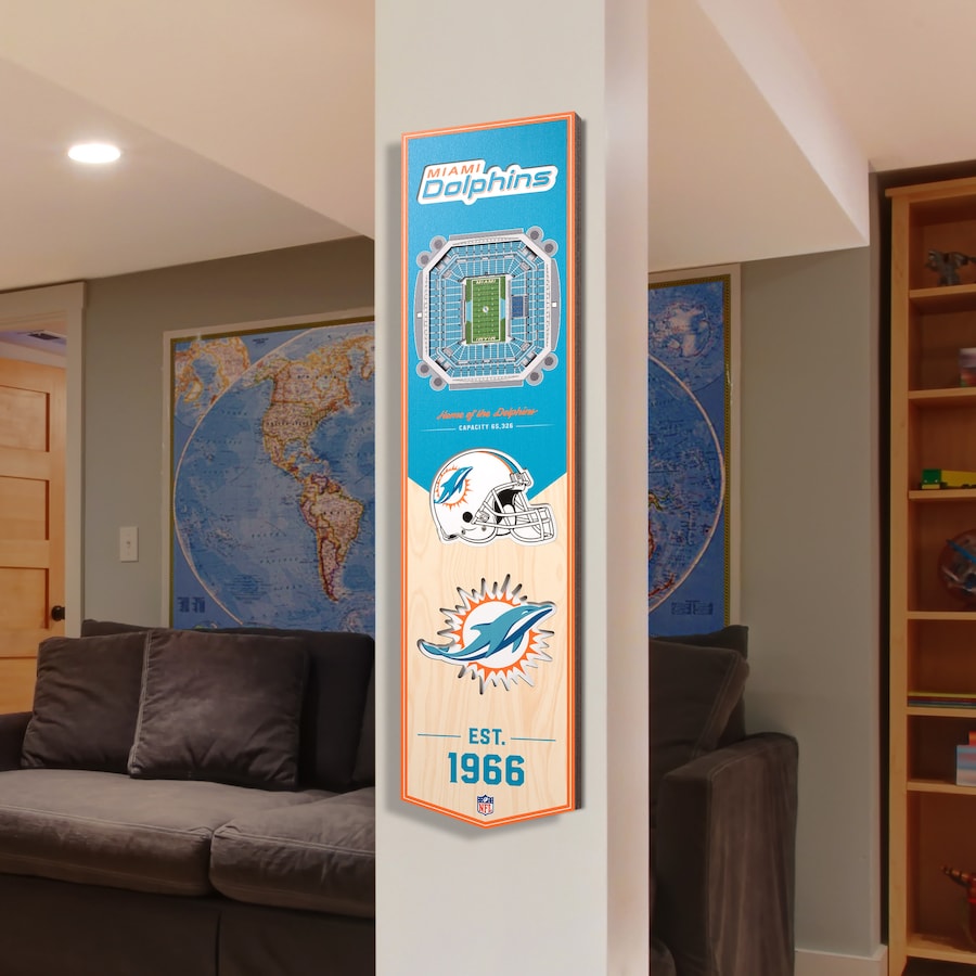 BANDERA DE MADERA CON VISTA AL ESTADIO 3D DE LOS DELFINES DE MIAMI