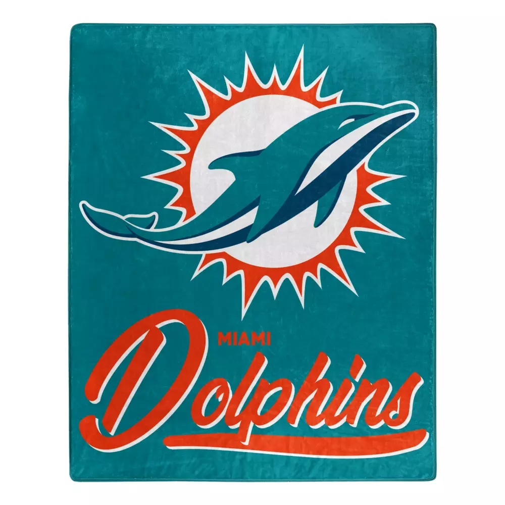 MIAMI DOLPHINS SIGNATURE 50"X60" RASCHEL THROW BLANKET