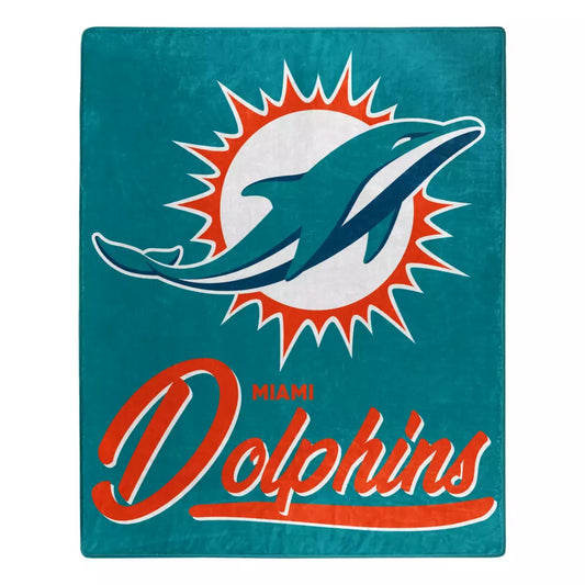 MIAMI DOLPHINS SIGNATURE 50"X60" RASCHEL THROW BLANKET