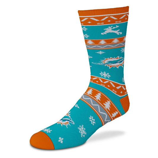 MIAMI DOLPHINS HOLIDAY PATTERN CREW SOCKS