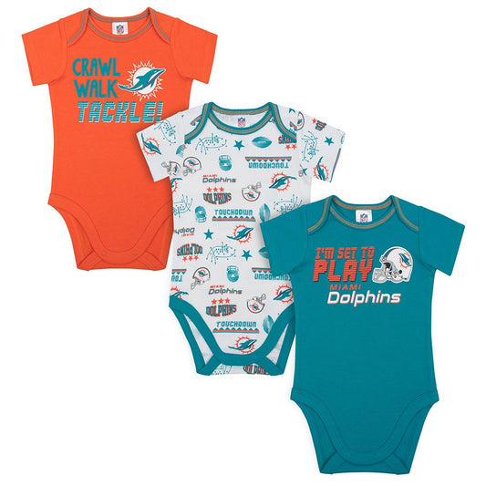 BODY RECIÉN NACIDO MIAMI DOLPHINS PACK DE 3