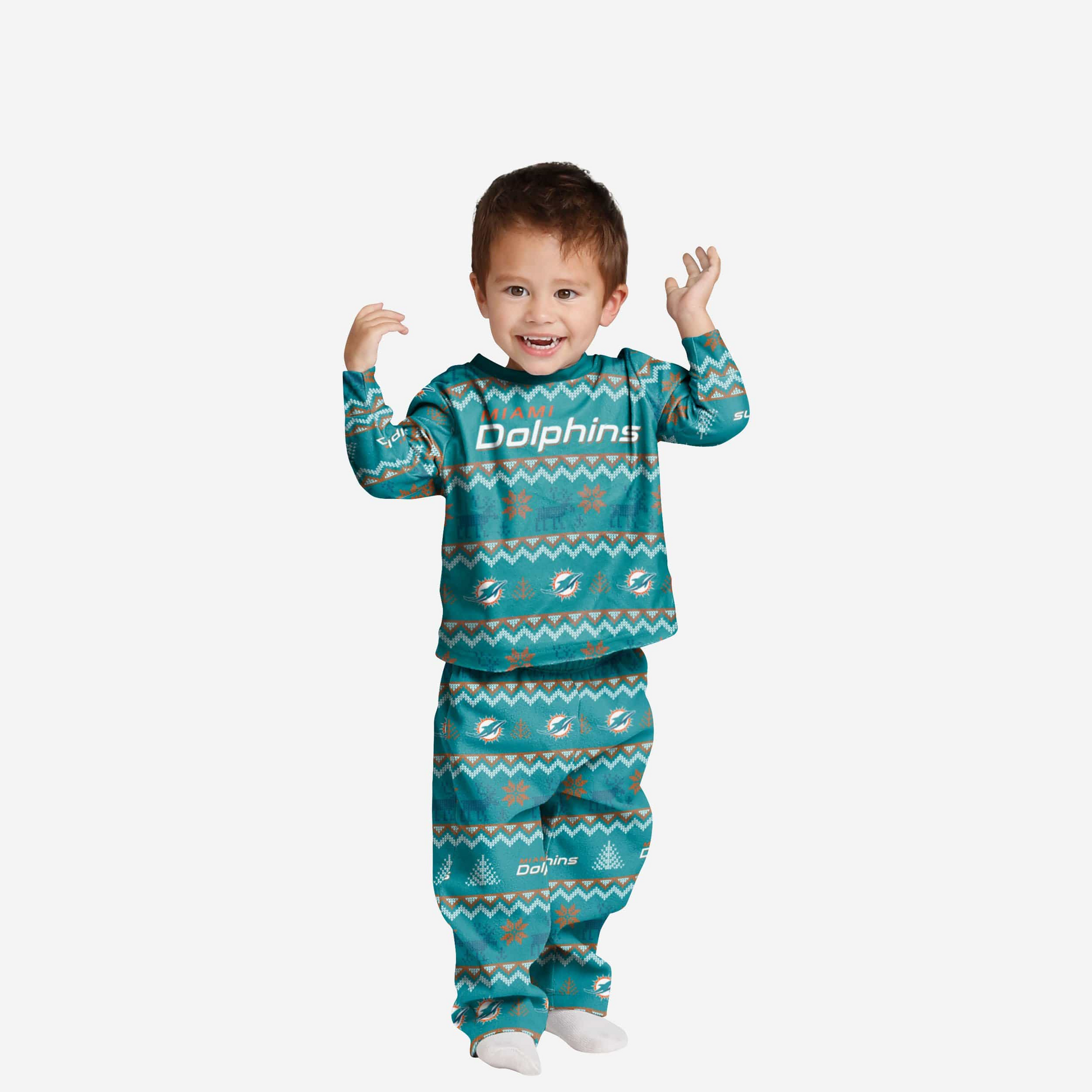 MIAMI DOLPHINS TODDLER ALL OVER PRINT PAJAMAS JR S