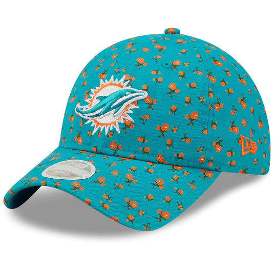 MIAMI DOLPHINS WOMEN'S FLORAL 9TWENTY ADJUSTABLE HAT - AQUA
