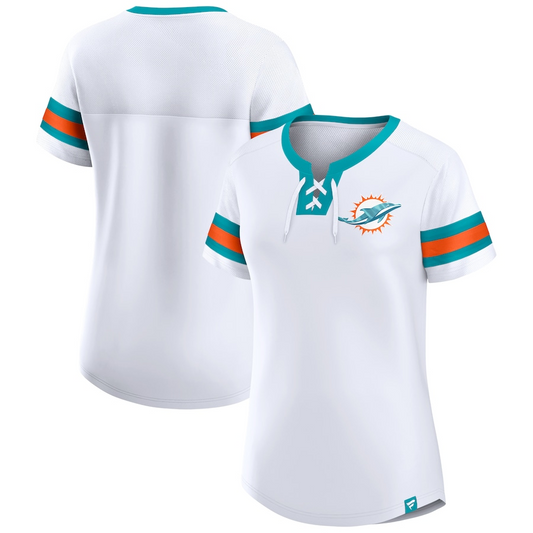 LA MEJOR CAMISETA CON CORDONES DEL DOMINGO DE MIAMI DOLPHINS PARA MUJER