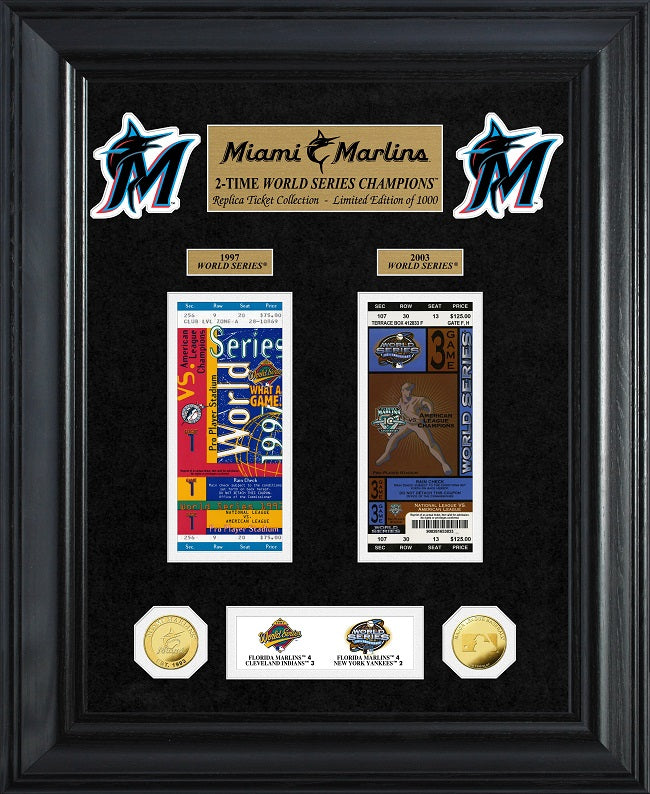 MIAMI MARLINS WORLD SERIES DELUXE GOLD COIN & TICKET COLLECTION