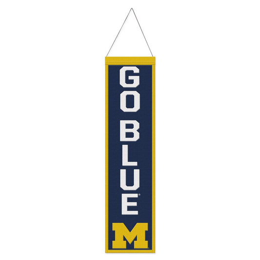 BANDERA DE LANA CON ESLOGAN DE MICHIGAN WOLVERINES 8"X32"