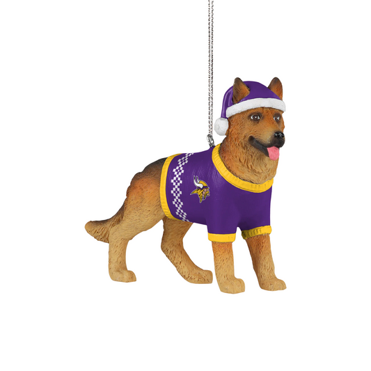 MINNESOTA VIKINGS GERMAN SHEPHERD CHRISTMAS ORNAMENT