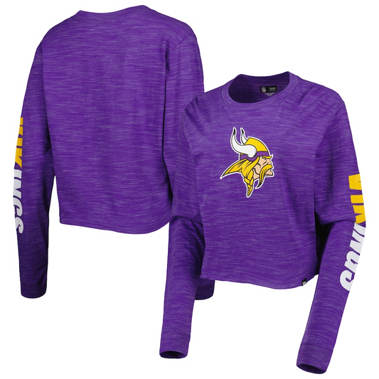 MINNESOTA VIKINGS MUJER SPACE DYE CROP TOP MANGA LARGA