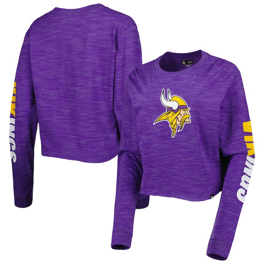 MINNESOTA VIKINGS WOMEN'S SPACE DYE CROP TOP LONG SLEEVE