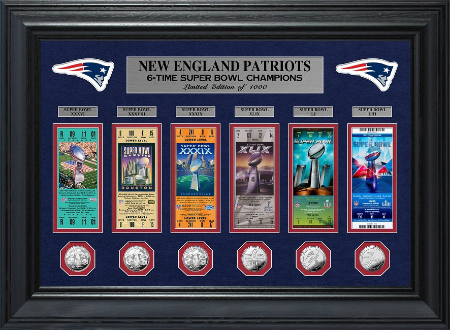 NEW ENGLAND PATRIOTS SUPER BOWL CHAMPIONS DELUXE GOLD COIN TICKET COLLECTION