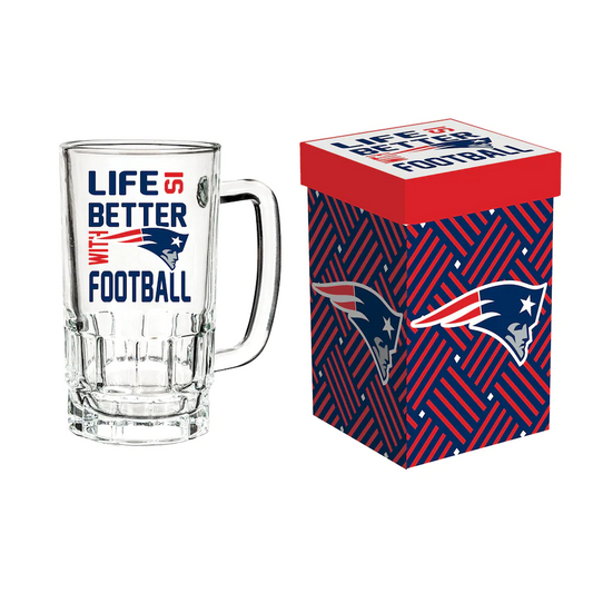 TAZA DE TANKARD DE LOS PATRIOTS DE NUEVA INGLATERRA CON CAJA