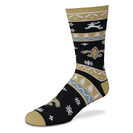 NEW ORLEANS SAINTS HOLIDAY PATTERN CREW SOCKS