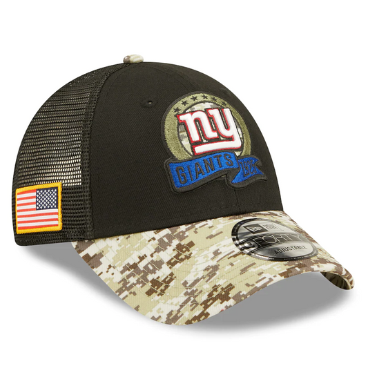 GORRA DE CAMIONERO AJUSTABLE 9FORTY SALUTE TO SERVICE 2022 DE LOS NEW YORK GIANTS