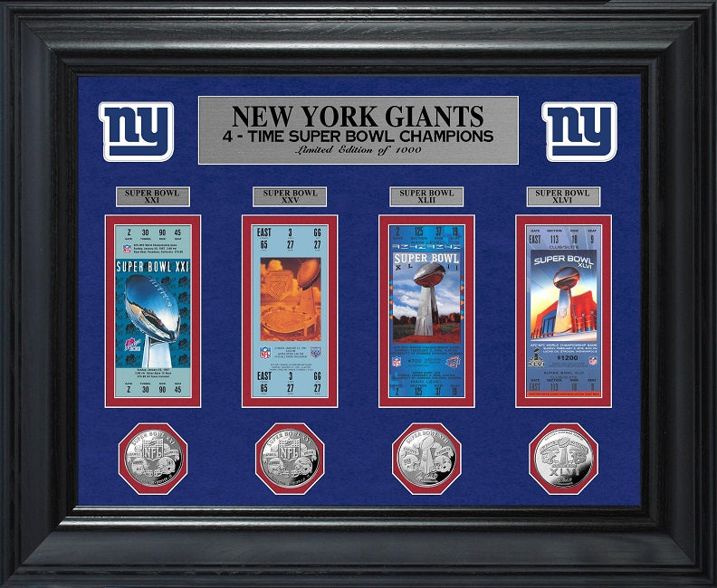 NEW YORK GIANTS SUPER BOWL CHAMPIONS DELUXE GOLD COIN TICKET COLLECTION