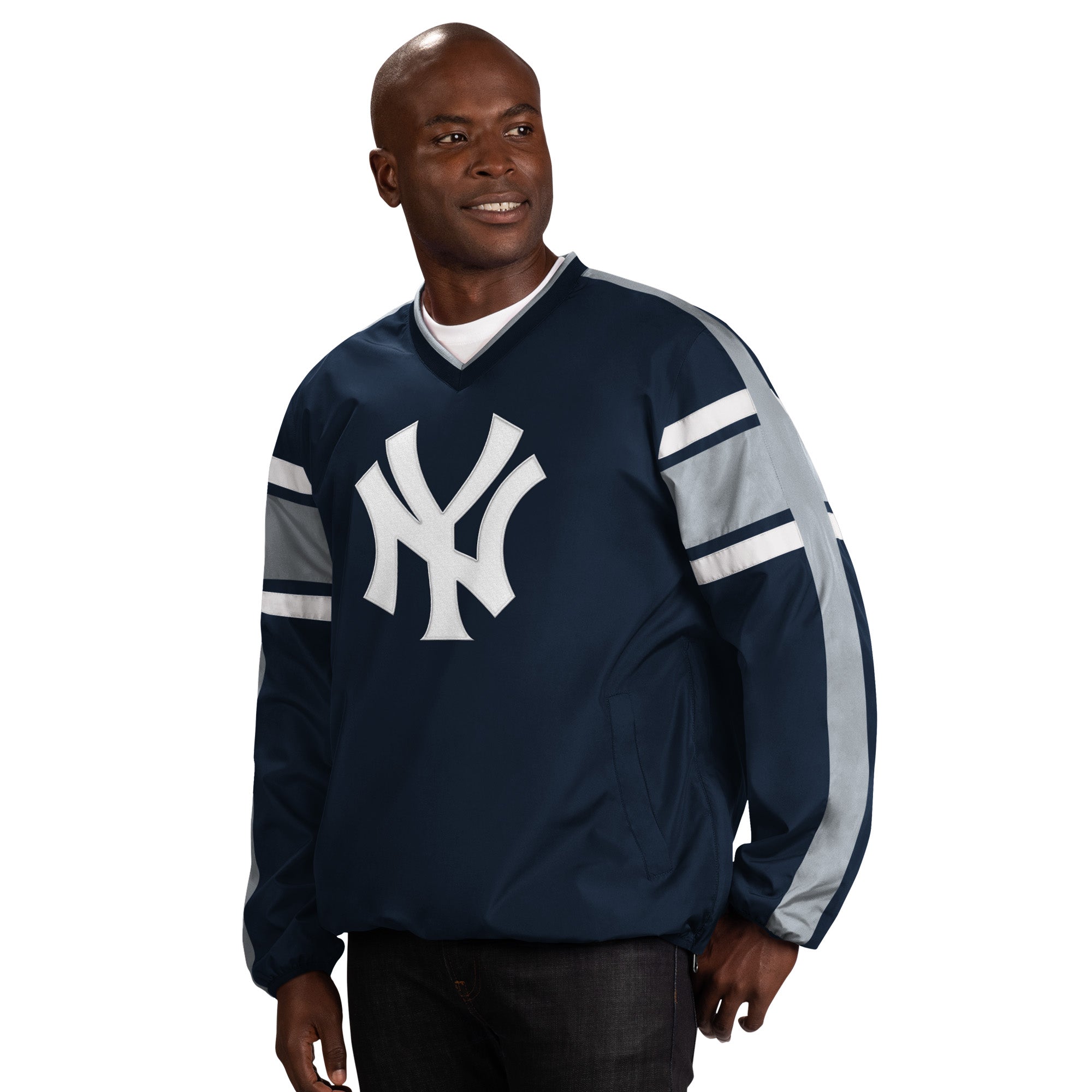 New York Yankees Men's Team Logo Pullover Hoodie - Gray/Navy, Medium