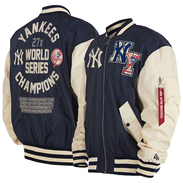 CHAQUETA BOMBER REVERSIBLE DEL EQUIPO ALPHA INDUSTRIES NEW ERA DE LOS YANKEES DE NUEVA YORK