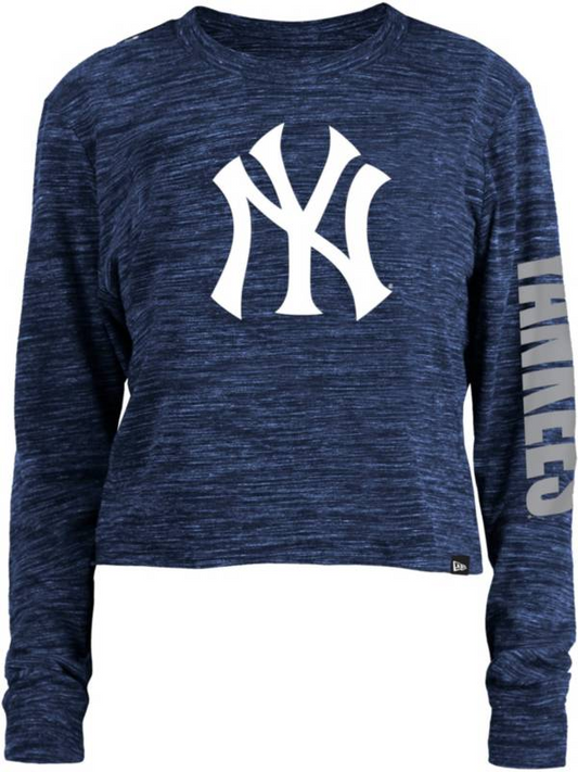 NEW YORK YANKEES WOMEN'S SPACE DYE CROP TOP LONG SLEEVE TEE