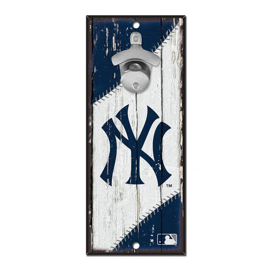 NEW YORK YANKEES WOOD WALL MOUNT BOTTLE OPENER