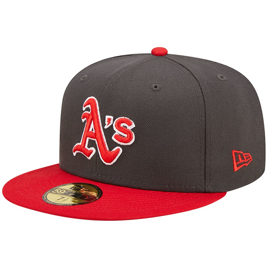 OAKLAND ATHLETICS 2-TONE COLOR PACK 59FIFTY FITTED HAT - CHARCOAL/ RED