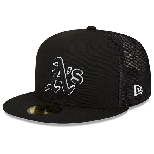 OAKLAND ATHLETICS MEN'S 2022 BATTING PRACTICE HAT 59FIFTY FITTED-BLACK/WHITE