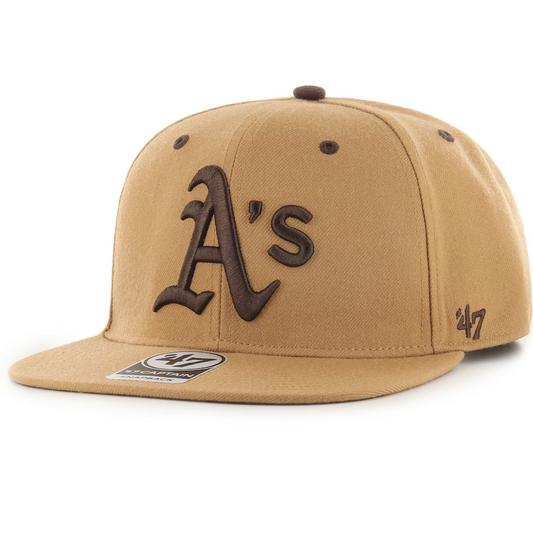 OAKLAND ATHLETICS 47' BRAND CAPTAIN ADJUSTABLE SNAPBACK HAT - CAMEL