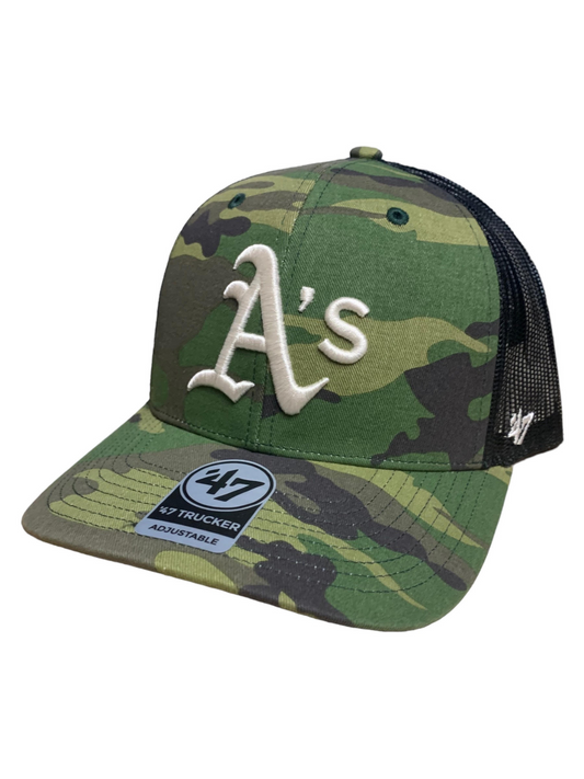 OAKLAND ATHLETICS 47' BRAND TRUCKER HAT - CAMO