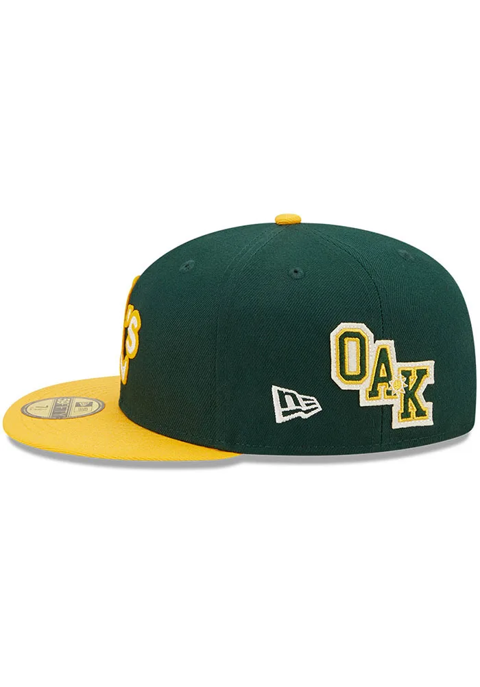 OAKLAND ATHLETICS LETTERMAN 59FIFTY FITTED HAT - GREEN/GOLD