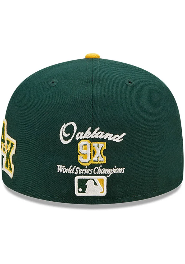 OAKLAND ATHLETICS LETTERMAN 59FIFTY FITTED HAT - GREEN/GOLD