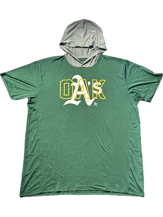 OAKLAND ATHLETICS MEN'S DOUBLE LOGO HOODIE SHORT-SLEEVE SWEATER