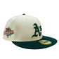 OAKLAND ATHLETICS RETRO PATCH 59FIFTY FITTED HAT - CREAM/ GREEN