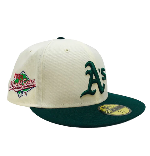 GORRA AJUSTADA 59FIFTY CON PARCHE RETRO OAKLAND ATHLETICS - CREMA/VERDE