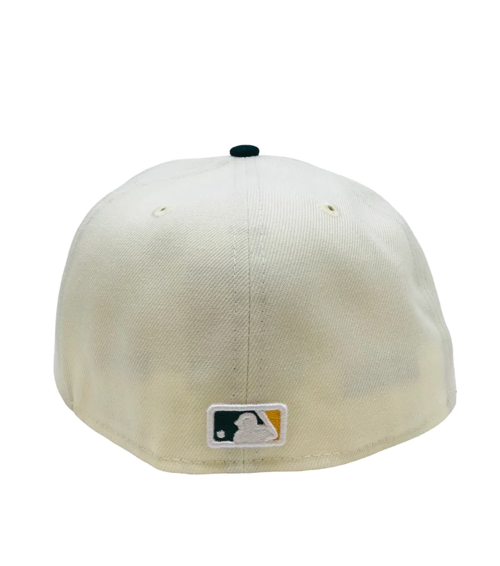 OAKLAND ATHLETICS RETRO PATCH 59FIFTY FITTED HAT - CREAM/ GREEN
